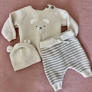 Carter's Cream and Gray Bear Knit Set